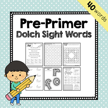 Preview of Dolch PrePrimer Sight Words Activities | Flashcards, Worksheets & Spelling Lists