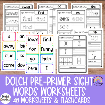 Preview of Dolch Pre-Primer Sight Words Worksheets