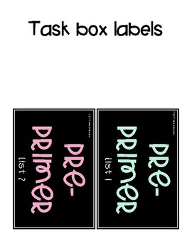 Dolch Pre-Primer Task Cards [Task Box] by Wink Smile Learn | TpT