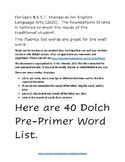 Dolch Pre-Primer Word List (B.E.S.T., 2021)