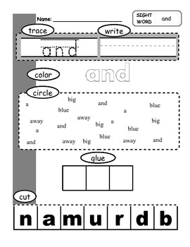 Dolch Pre-primer: Sight word worksheets by Kaylee's Education Studio