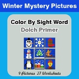 Dolch Primer: Color by Sight Word - Winter Mystery Pictures