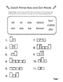 Dolch Primer Handwriting Worksheets - Matching Boxed and D