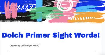 Preview of Dolch Primer Sight Word Practice Song (part 1)