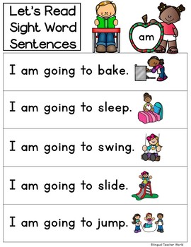 dolch primer sight word sentences sampler freebie by bilingual teacher