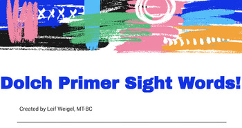 Preview of Dolch Primer Sight Words ---with Music!