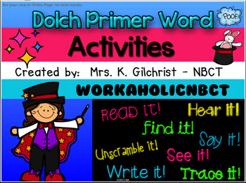 Preview of Dolch Primer Word Activities - SMART NOTEBOOK Lesson