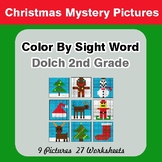 Dolch Second Grade: Color by Sight Word - Christmas Myster