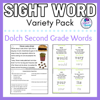 Preview of Dolch Second Grade Sight Words Reading & Writing Pack w PASSAGES & Comprehension
