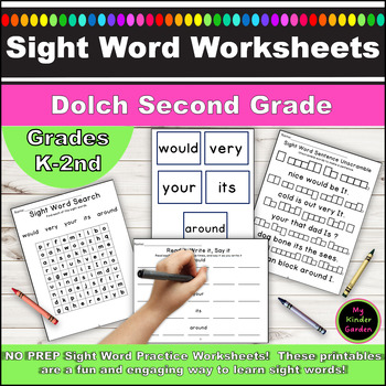 Preview of Dolch Second Grade Sight Words Printable Worksheets