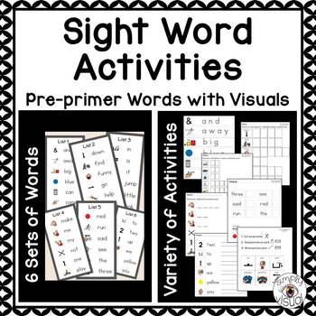 Preview of Sight Word Activities with Visuals Pre-primer Level