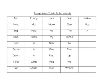 Preview of Dolch Sight Word Assessment