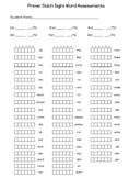 Dolch Sight Word Assessment Checklists