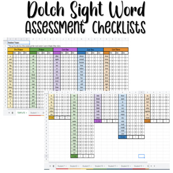 Preview of Dolch Sight Word Assessment Checklists