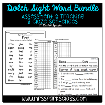 dolch sight word assessment recording sheet