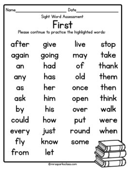 dolch sight word assessment 4th grade