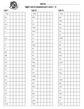 Dolch Sight Word Assessment and Progress Monitoring Materials | TpT