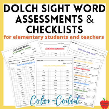 Preview of Dolch Sight Word Assessments and Checklists | Color-Coded & Easy to Use