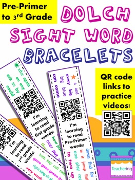 Preview of Dolch Sight Word Homework {15 Bracelets with QR codes}