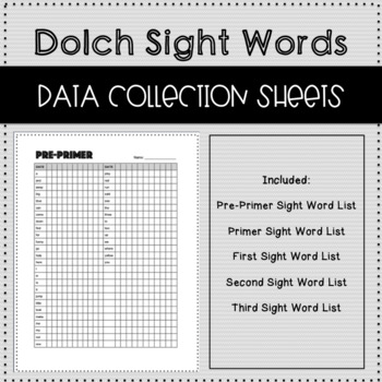 Preview of Dolch Sight Word Data Collection Sheets