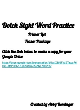 Preview of Dolch Sight Word Digital Teaching - Primer teaser (10 words)