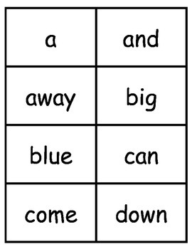 dolch sight word flash cards pdf