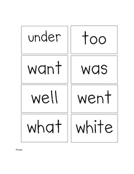 pre primer dolch sight words flash cards