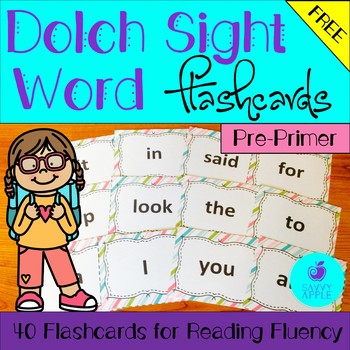 Dolch Sight Word Flashcards 40 Pre Primer Flashcards For Reading