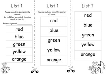 Preview of Dolch Sight Word Home and School Lists * Editable*, Pre- primer, Primer, 1st-3rd