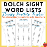 Dolch Sight Word List Freebie | 315 Words | Fluency and Vo