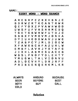 word search for 2nd grade sight words crossword for kids