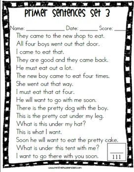 dolch sight word stories printable