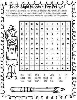Dolch Sight Word Pre-Primer Word Search - Freebie by Mr Inquiry | TPT