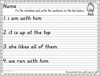 Sight Words Sentences to Correct by First Grade Fun Times | TpT