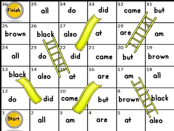 Dolch Sight Word Slides and Ladders Games For Grade 1 by Poppy Rose's  Resources