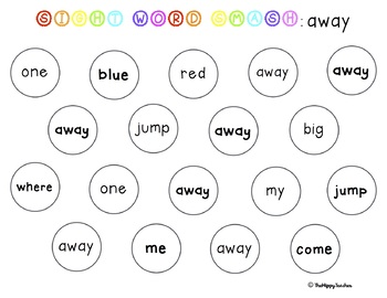 Dolch Sight Word Smash Pre-Primer List 3 Literacy Centers And Games
