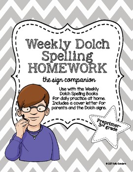 Preview of Dolch Sight Word Spelling Homework - the ASL Sign Companion