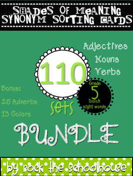 Preview of Dolch Sight Word Vocabulary BUNDLE {Shades of Meaning Synonym Sorting Cards}