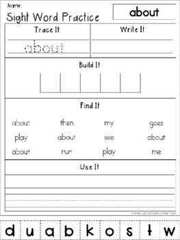 Dolch Sight Word Work Bundle {Trace It, Write It, Build It, Find It ...