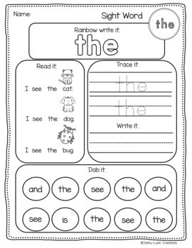 dolch sight word worksheets the bundle pre primer and
