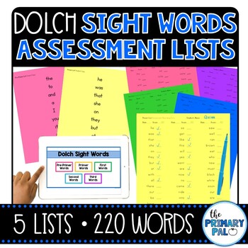 Preview of Dolch Sight Words Assessment Lists