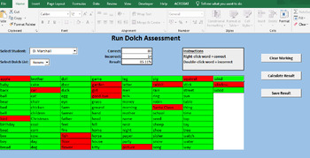Preview of Dolch Sight Words Assessment Toolkit (Macro Enabled Excel)