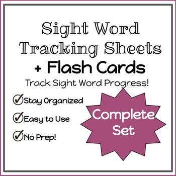 Preview of Sight Words Assessment Tracking Sheets and Flashcards (complete set)