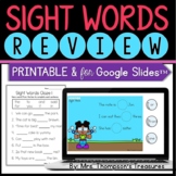 Sight Words Review Printable and Digital for Google Slides