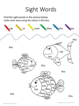 sight words coloring sheets kindergarten editable tpt