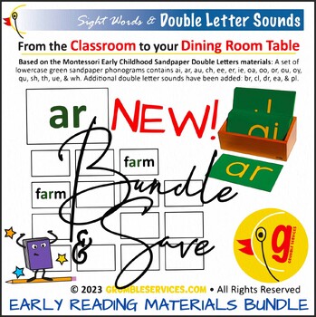 Preview of Dolch Sight Words Montessori Language Double Letter Blends Early Reading Cards