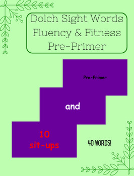 Preview of Dolch Sight Words Fluency & Fitness Pre-Primer Words