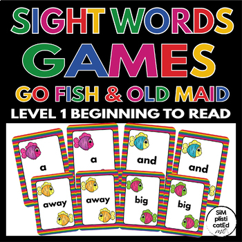 Preview of Dolch Sight Words Games - Go Fish & Old Maid - Level 1 Pre K
