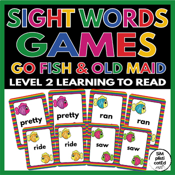 Preview of Dolch Sight Words Games - Go Fish & Old Maid - Level 2 Kinder