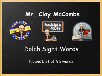 Preview of Dolch Sight Words Nouns List Google Slides Flash Cards